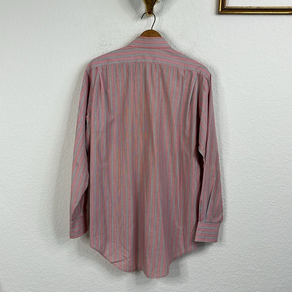 VTG Burberry's Burberry Men's Red and White Striped Button Down Shirt - Picture 6 of 6